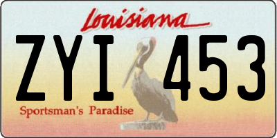 LA license plate ZYI453