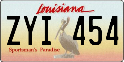LA license plate ZYI454