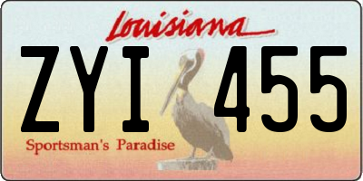 LA license plate ZYI455