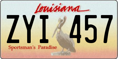 LA license plate ZYI457