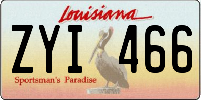LA license plate ZYI466