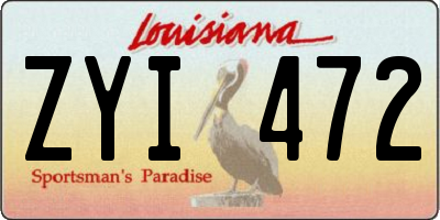 LA license plate ZYI472