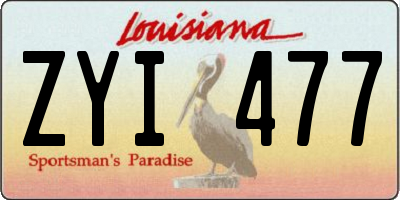 LA license plate ZYI477