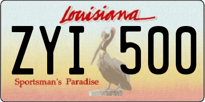 LA license plate ZYI500