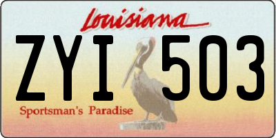 LA license plate ZYI503
