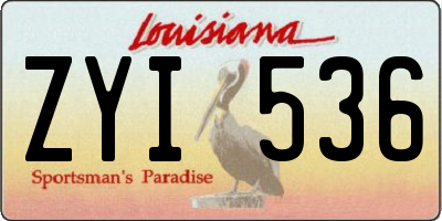 LA license plate ZYI536