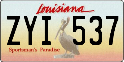 LA license plate ZYI537