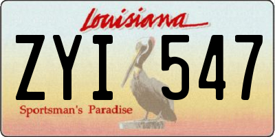 LA license plate ZYI547