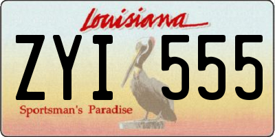 LA license plate ZYI555