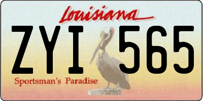 LA license plate ZYI565
