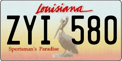 LA license plate ZYI580