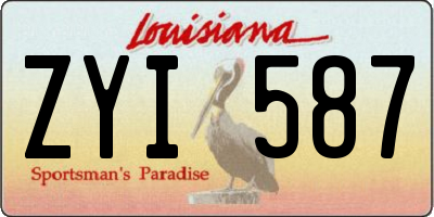 LA license plate ZYI587