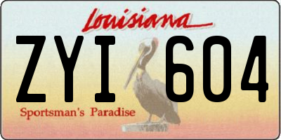 LA license plate ZYI604
