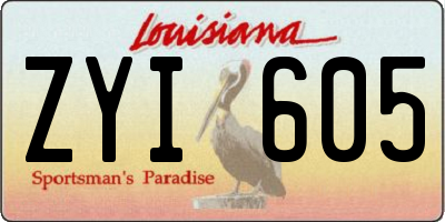 LA license plate ZYI605