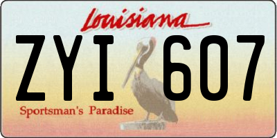 LA license plate ZYI607