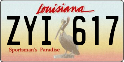 LA license plate ZYI617