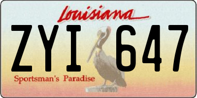 LA license plate ZYI647