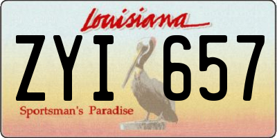 LA license plate ZYI657