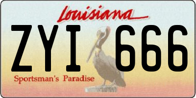LA license plate ZYI666