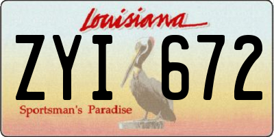 LA license plate ZYI672