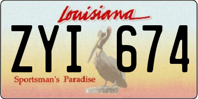 LA license plate ZYI674