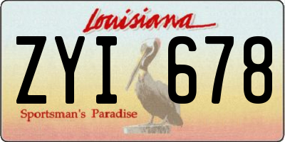 LA license plate ZYI678