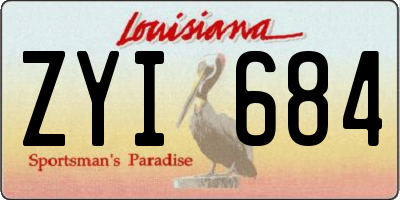 LA license plate ZYI684