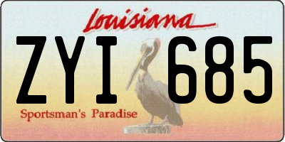 LA license plate ZYI685