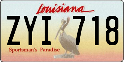 LA license plate ZYI718