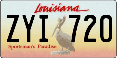 LA license plate ZYI720