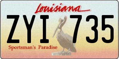 LA license plate ZYI735