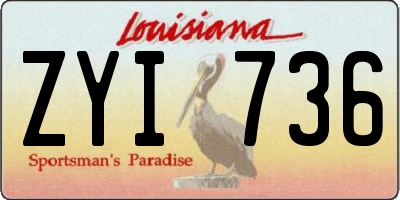 LA license plate ZYI736