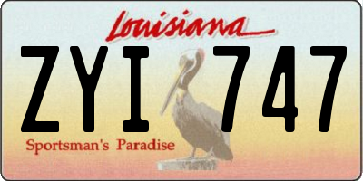 LA license plate ZYI747