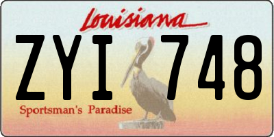 LA license plate ZYI748