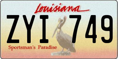 LA license plate ZYI749