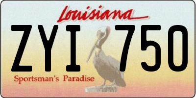 LA license plate ZYI750