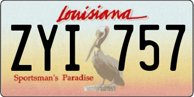 LA license plate ZYI757