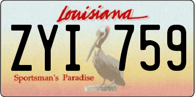 LA license plate ZYI759