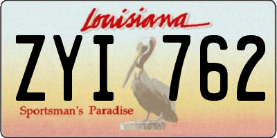 LA license plate ZYI762
