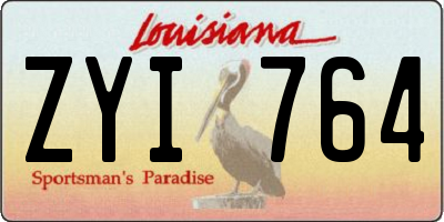 LA license plate ZYI764