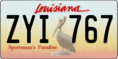 LA license plate ZYI767