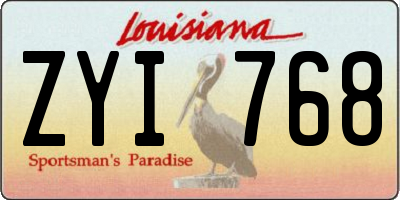 LA license plate ZYI768