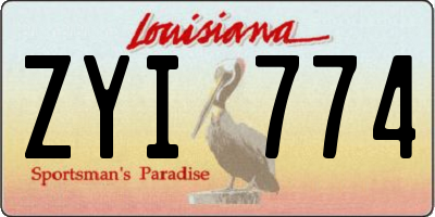 LA license plate ZYI774