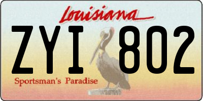 LA license plate ZYI802