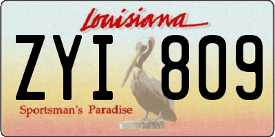 LA license plate ZYI809