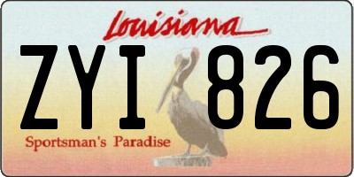 LA license plate ZYI826