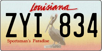 LA license plate ZYI834