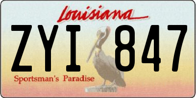 LA license plate ZYI847