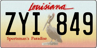 LA license plate ZYI849