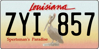 LA license plate ZYI857